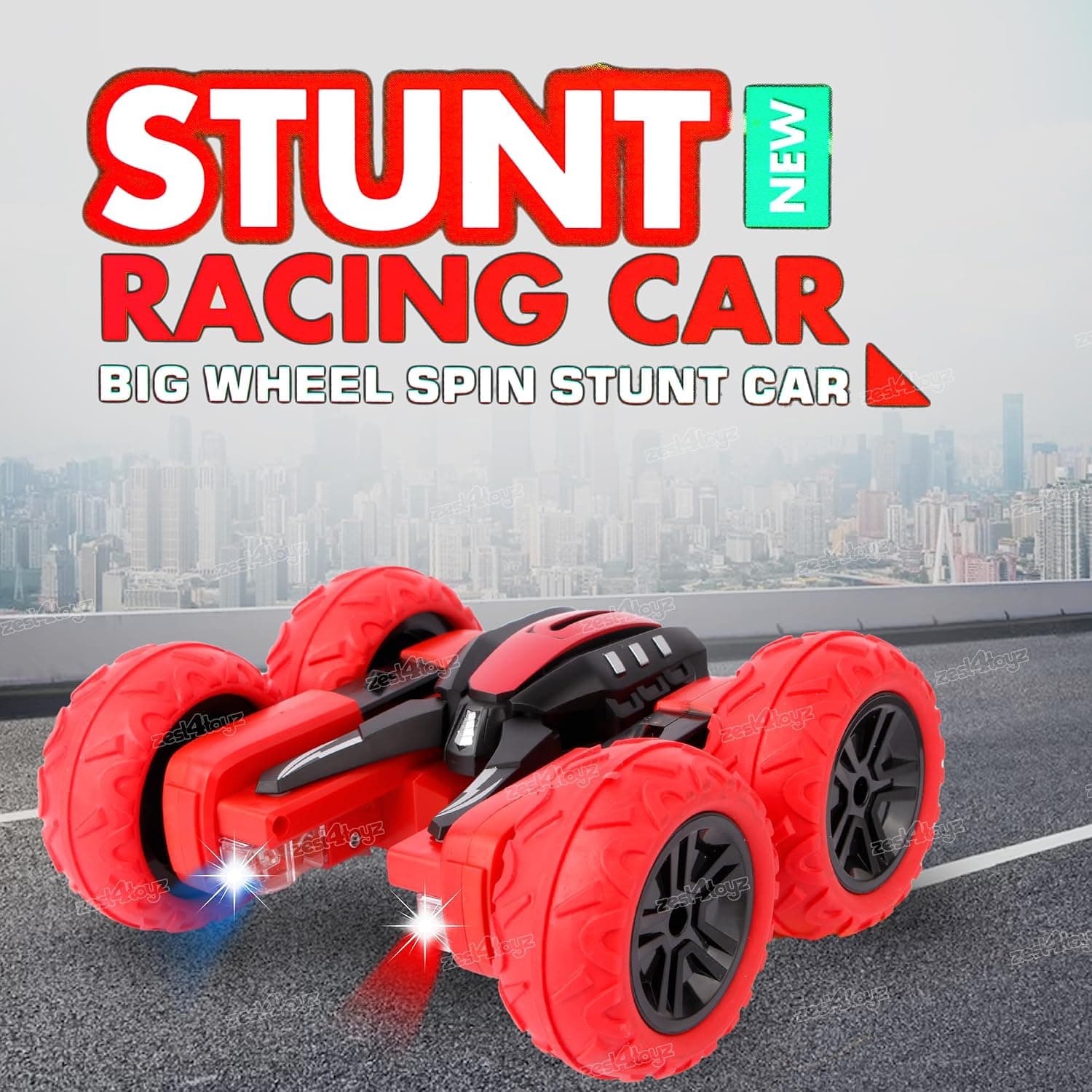 Remote Control Car Rechargeable RC Cars Stunt Car Double Sided Swing Arm 360° Flips Rotating 4WD Dance Car Toy Best Gift for Boys Girls - Red — view 2