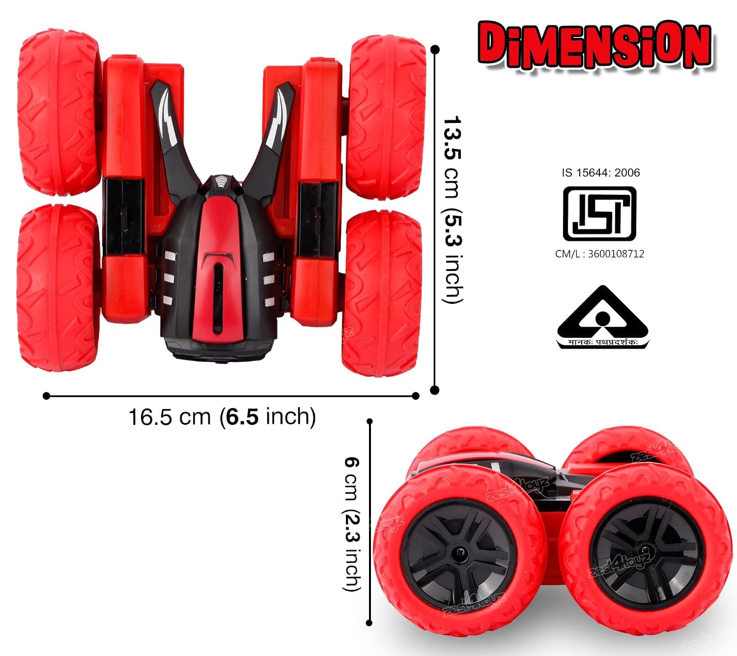 Remote Control Car Rechargeable RC Cars Stunt Car Double Sided Swing Arm 360° Flips Rotating 4WD Dance Car Toy Best Gift for Boys Girls - Red — view 3