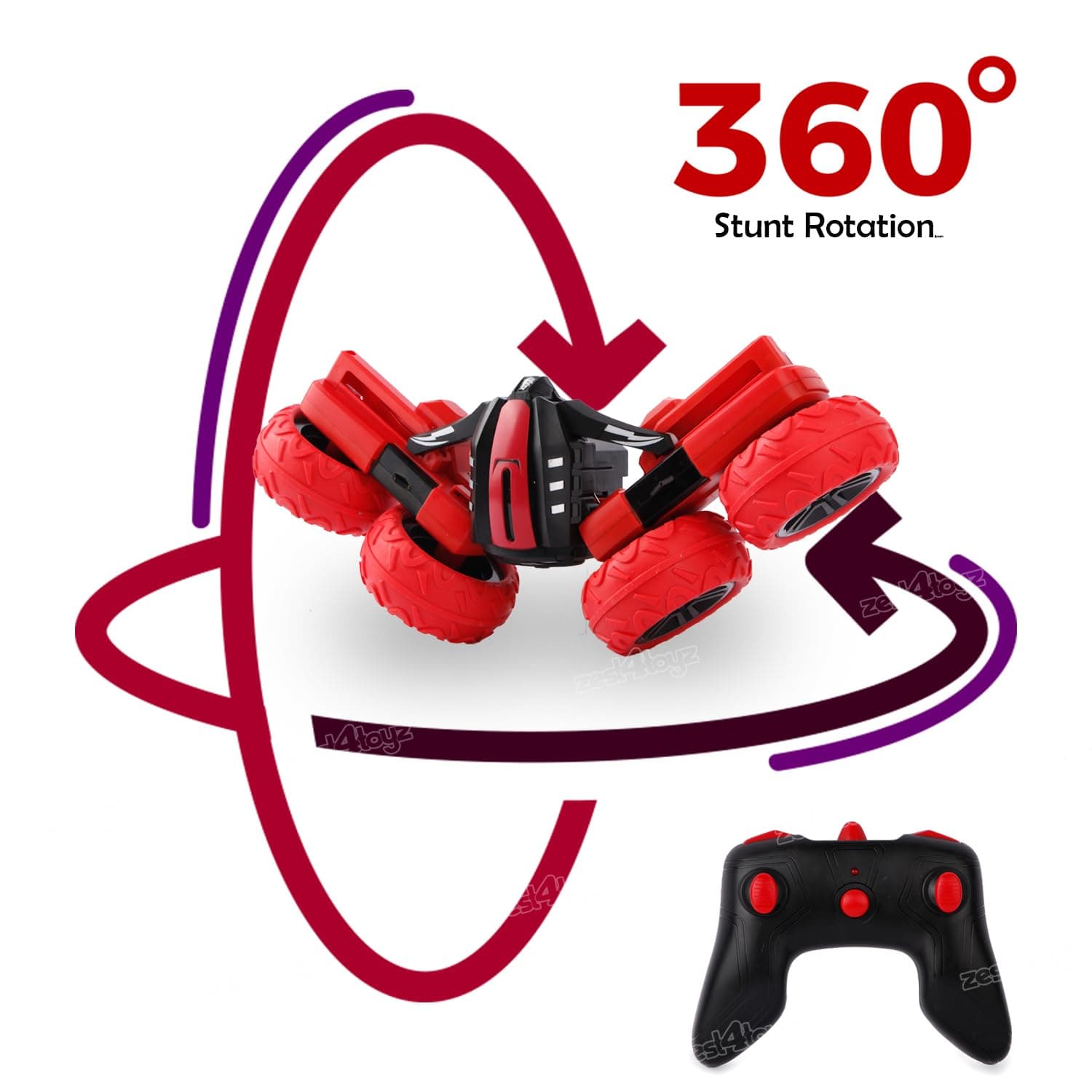 Remote Control Car Rechargeable RC Cars Stunt Car Double Sided Swing Arm 360° Flips Rotating 4WD Dance Car Toy Best Gift for Boys Girls - Red — view 5