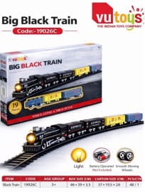 Battery Operated Train Set With Light & Track | 19 Pieces Black Train Toy