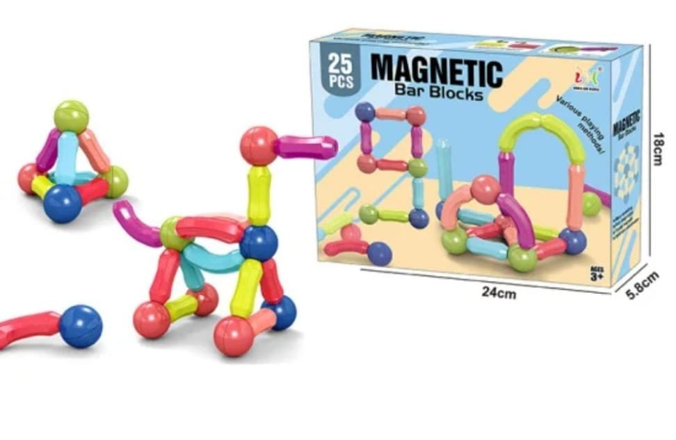 25 Pcs Magnetic Bar Blocks Set | Magnetic Building Sticks & Balls | Ages 3+ — view 4