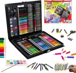 150 Pcs Art Set For Kids With Pencils, Crayons, Markers & Watercolours | Carry Case