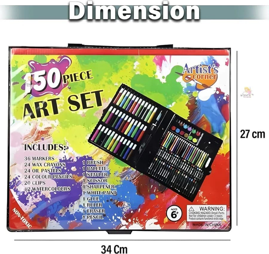 150 Pcs Art Set For Kids With Pencils, Crayons, Markers & Watercolours | Carry Case — view 2