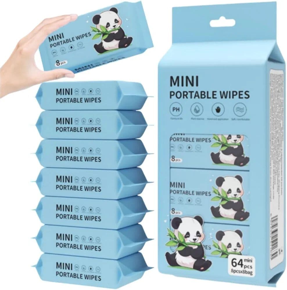 Mini Baby Wipes Pack of 8 Packs | 8 Pcs Each, 64 Wipes | Soft Travel Wipes — view 4