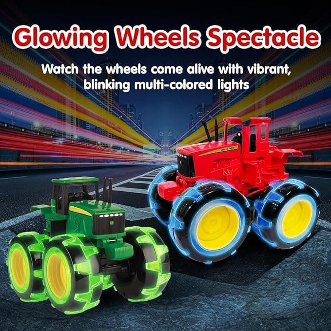 Monster Tractor – Flashing LED Wheels Lightning Truck, Friction-Powered Toy for Toddlers, Outdoor Fun, Vehicle Toy for Girl & Boy, Birthday Gift for Boys & Girls, Age 0-3 Years (Mini Monster Tractor) — view 2