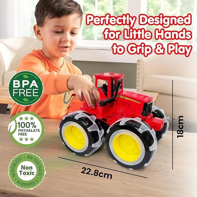 Monster Tractor – Flashing LED Wheels Lightning Truck, Friction-Powered Toy for Toddlers, Outdoor Fun, Vehicle Toy for Girl & Boy, Birthday Gift for Boys & Girls, Age 0-3 Years (Mini Monster Tractor) — view 3