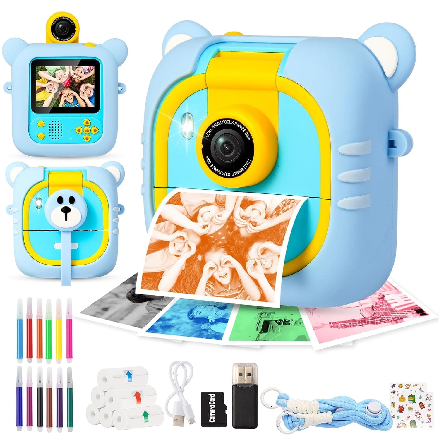 Kids Print Camera | Instant Photo Printing Digital Camera for Kids | Photo & Video | Rechargeable | Color as per Stock dispatched | Pack of 1 Pc
