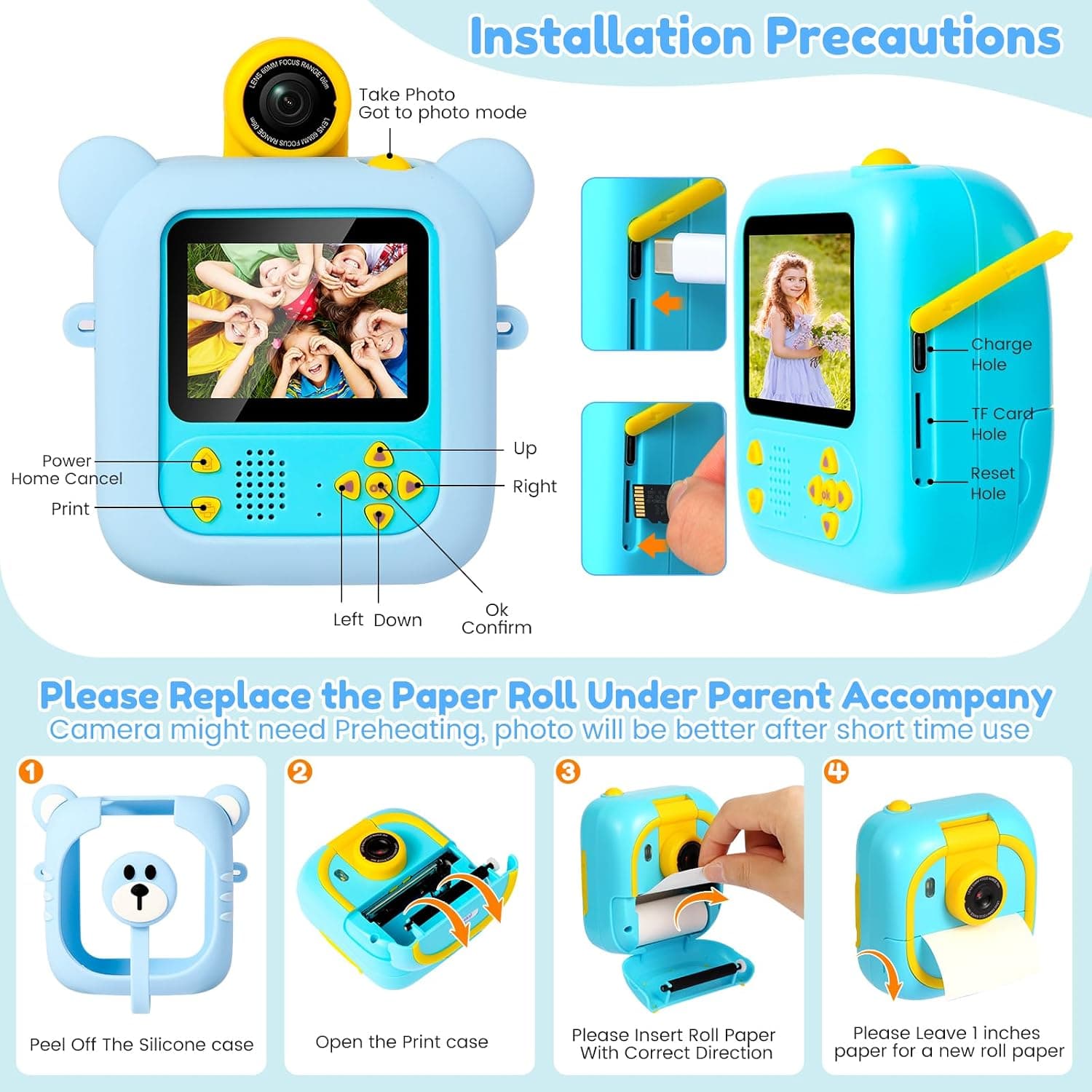 Kids Print Camera | Instant Photo Printing Digital Camera for Kids | Photo & Video | Rechargeable | Color as per Stock dispatched | Pack of 1 Pc — view 4