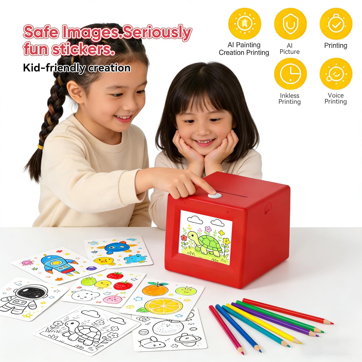 AI Mini Portable Printer Camera for Kids | Instant Print, Photos, Games & Music | USB Rechargeable | Color as per Stock dispatched | Pack of 1 Pc — view 3