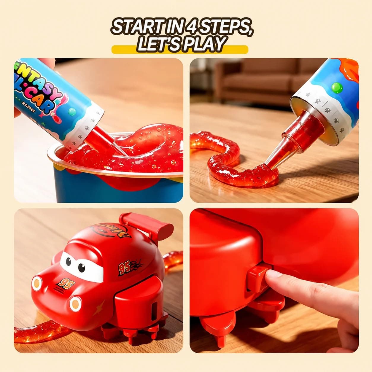 Earwig Creative DIY Crystal Mud Slime Track Automatic Following Drive Mini Race Car Set Kids STEM Educational Crystal Mud Toy — view 4