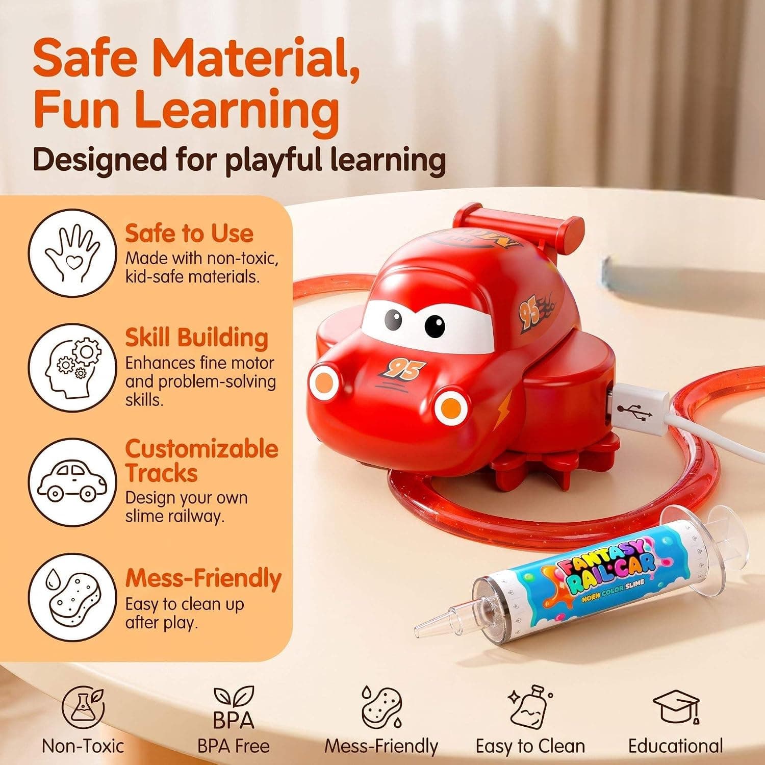 Earwig Creative DIY Crystal Mud Slime Track Automatic Following Drive Mini Race Car Set Kids STEM Educational Crystal Mud Toy — view 5
