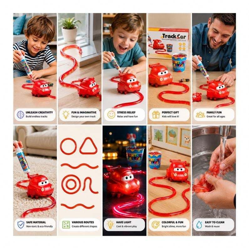 Earwig Creative DIY Crystal Mud Slime Track Automatic Following Drive Mini Race Car Set Kids STEM Educational Crystal Mud Toy — view 10