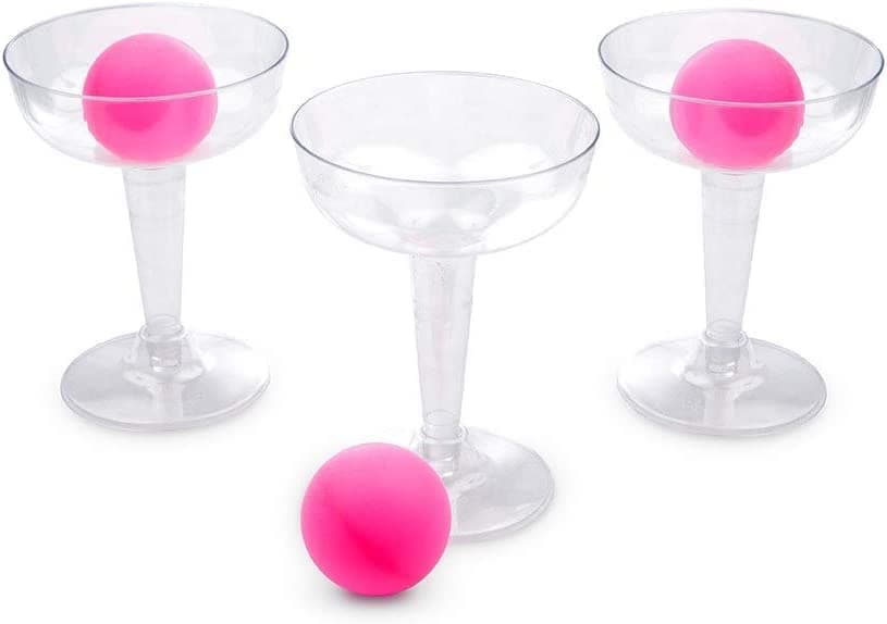 Prosecco Pong Party Game Set | Classy Champagne Glass Pong Game with Pink Balls | Adults 18+ — view 2