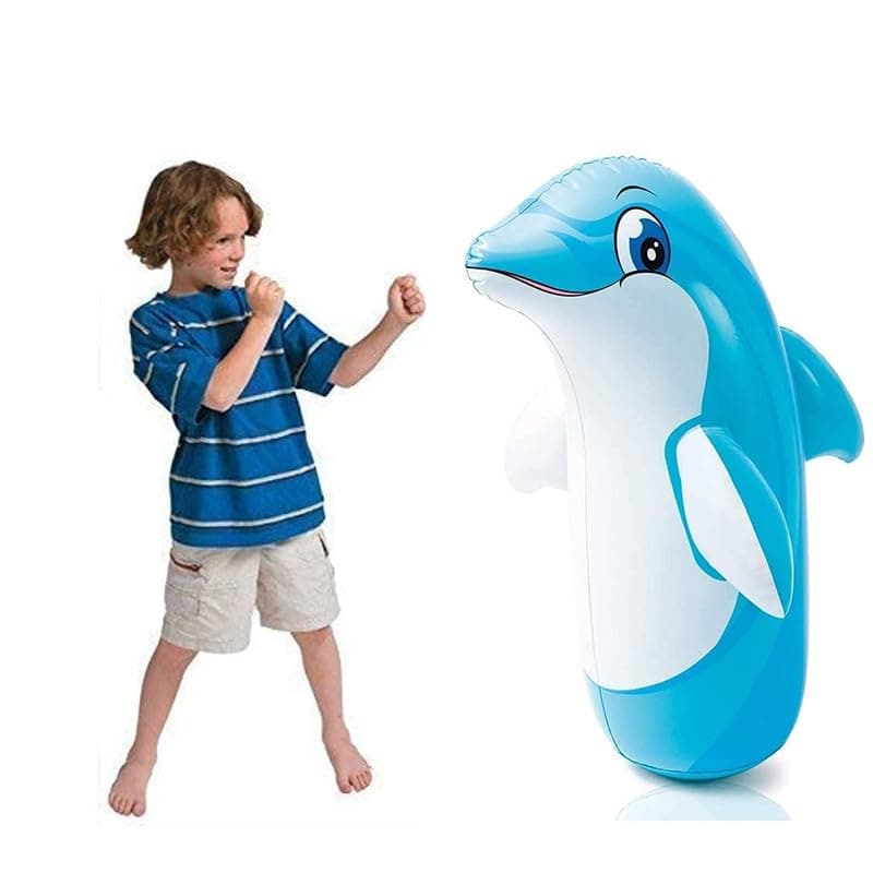 Inflatable Punching Bag Dolphin for Kids | Hit Me Bop Bag Toy | Ages 3+