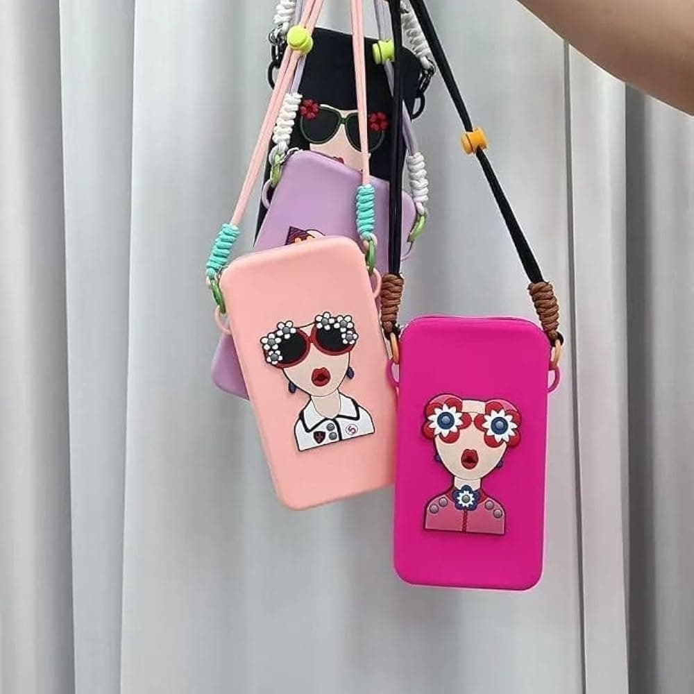 Cute Cartoon Silicone Crossbody Phone Bag — view 2