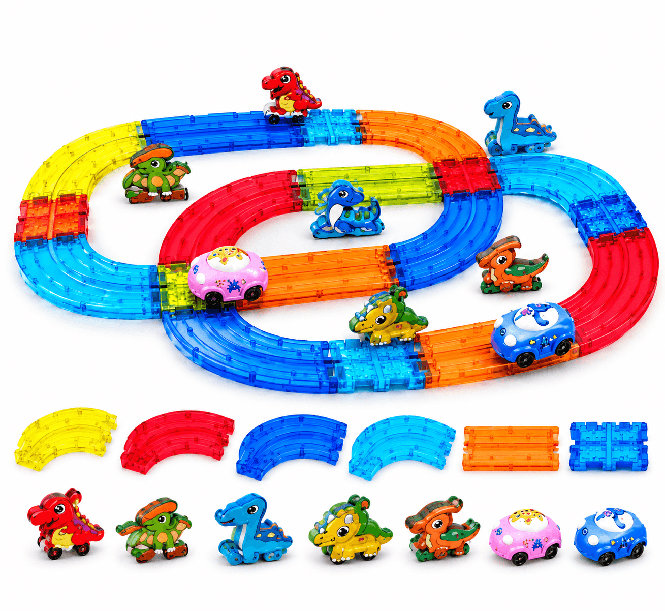 Magic Magnetic Blocks Railcar Series 26 Pcs | Colourful Dinosaur Car Track Set | STEM Toy | Ages 3+ — view 4