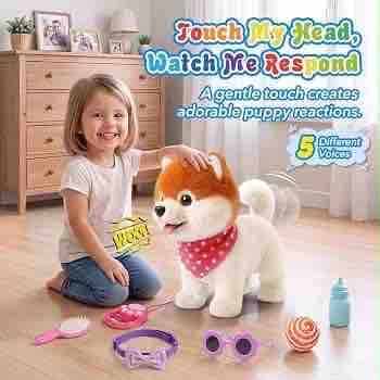 Remote Control AI Dog Toy with 11 Poems & 5 Voices | Touch-Response Walking Puppy with Accessories for Kids — view 3