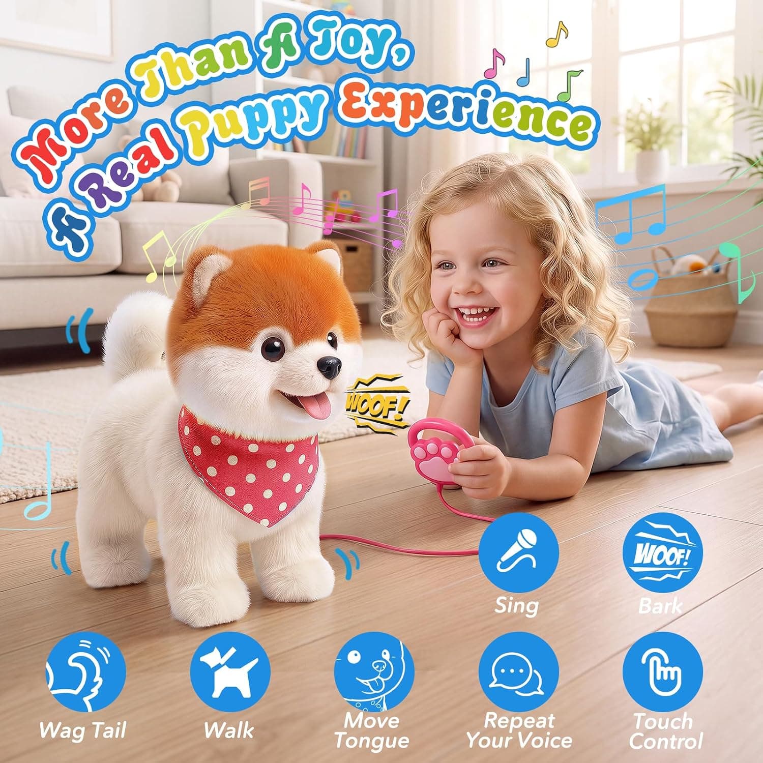 Remote Control AI Dog Toy with 11 Poems & 5 Voices | Touch-Response Walking Puppy with Accessories for Kids — view 6