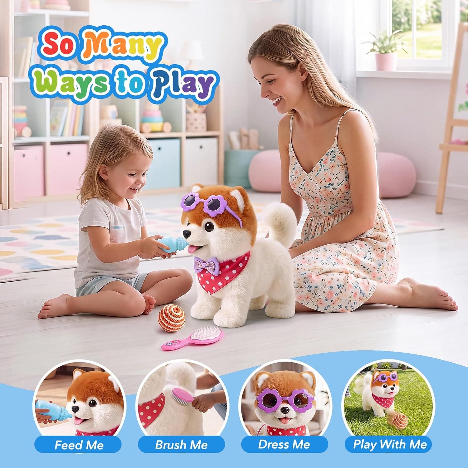 Remote Control AI Dog Toy with 11 Poems & 5 Voices | Touch-Response Walking Puppy with Accessories for Kids — view 7