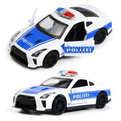 Kidoyz Die-Cast Police & Sports Car | 1:43 die-cast police and sports cars, pull-back, opening doors | Pack of 1 | Color As Per Stock