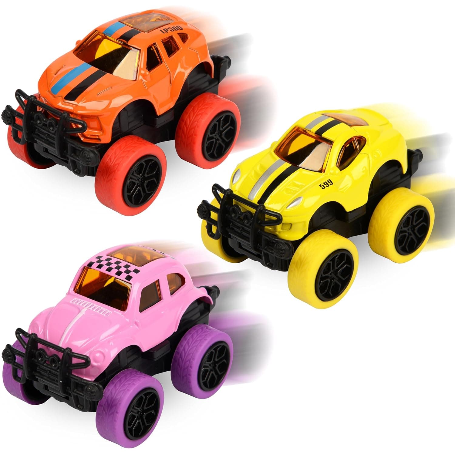Kidoyz Alloy Pull Back Monster Car | Pull-back alloy 4x4 monster-style cars, 8 models mixed | Ages 3+ | Pack of 2 | Color As Per Stock