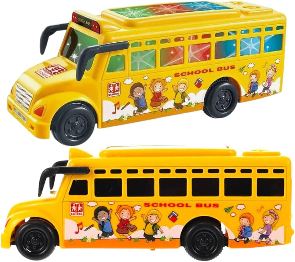 Kidoyz School Bus | Friction school bus with 3D lights and sound | Pack of 1