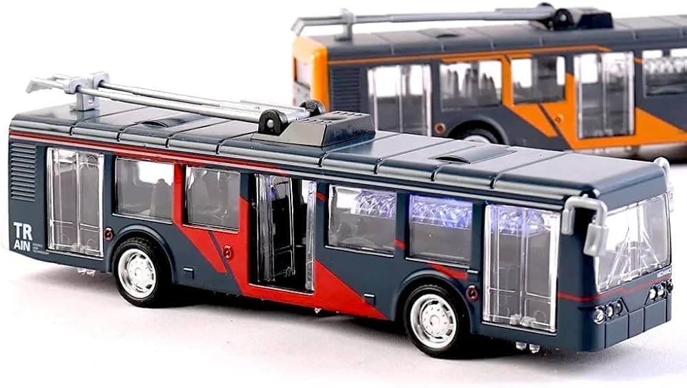 Kidoyz Alloy Trolley Bus | Alloy trolley-bus model in two designs | Pack of 1 | Color As Per Stock