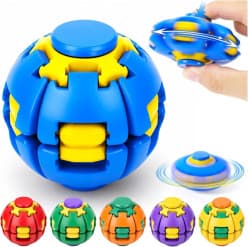 Kidoyz Gear Fidget Ball | Press-and-spin gear fidget ball with cool RGB lights | Pack of 2 | Color As Per Stock