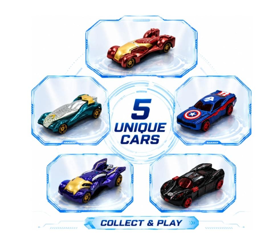 Kidoyz 5 in 1 Hot Wheels Die-Cast Metal Toy Car Set | Set of 5 Alloy Model Cars | Collectible Car Toys for Kids | Color As Per Stock