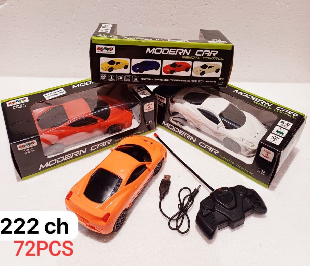 Modern Remote Control Sports Car With Headlights | 4-Way Control, USB Rechargeable | Color As Per Stock — view 2