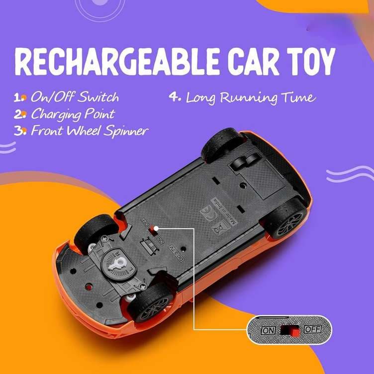 Modern Remote Control Sports Car With Headlights | 4-Way Control, USB Rechargeable | Color As Per Stock — view 4