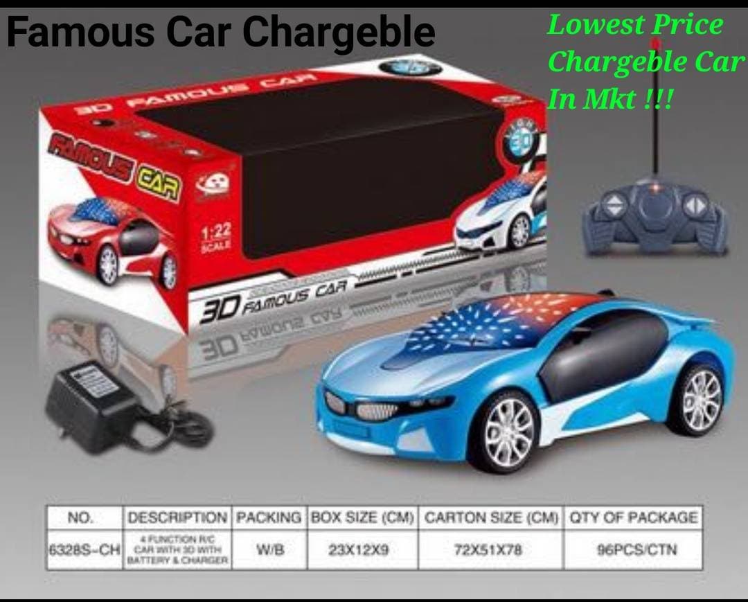 Rechargeable Remote Control 3D Light Car 1:22 With Battery & Charger | 4 Functions | Color As Per Stock — view 2