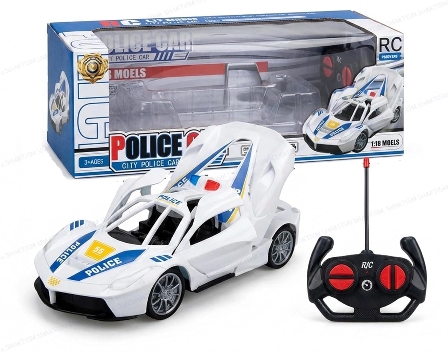 Remote Control City Police Car 1:18 With Opening Doors | 4-Way Control