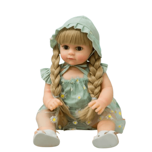 Realistic Silicone Baby Doll with Bonnet & Braids | Musical Soft Doll for Girls