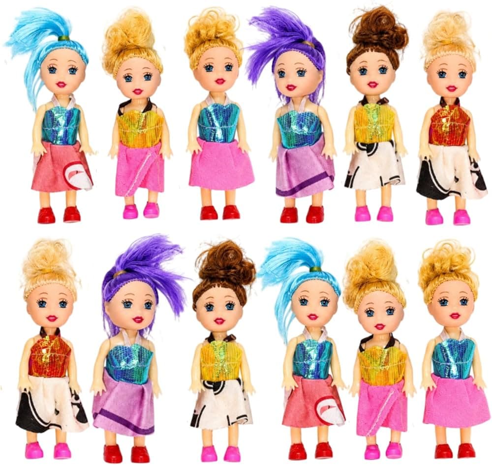 Fashion Sisters Set of 12 Mini Dolls | Colourful Mini Dolls Pack | Ages 3+