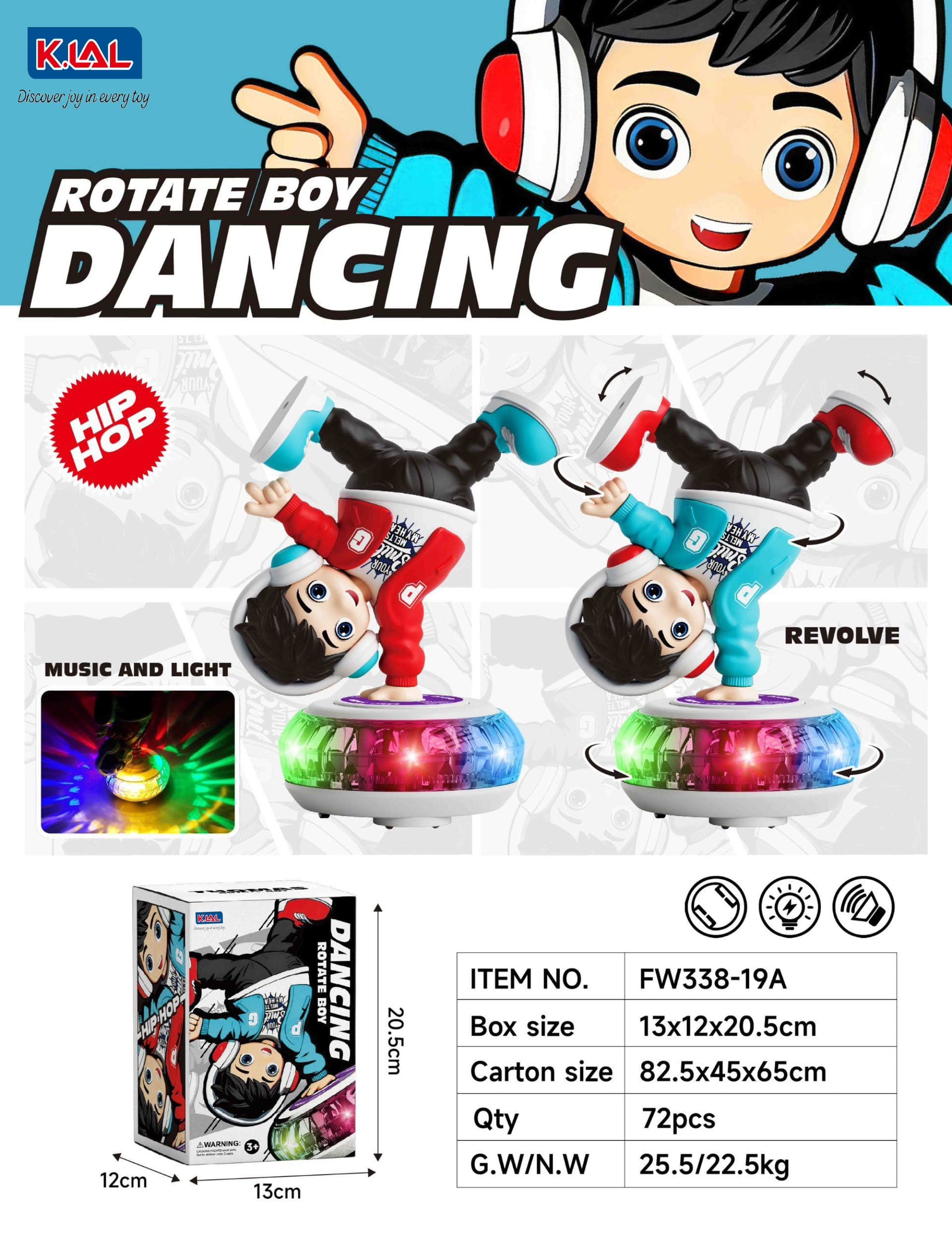 Hip Hop Dancing Boy Toy | 360 Degree Rotating Dancing Boy With Lights & Music | Color As Per Stock — view 3