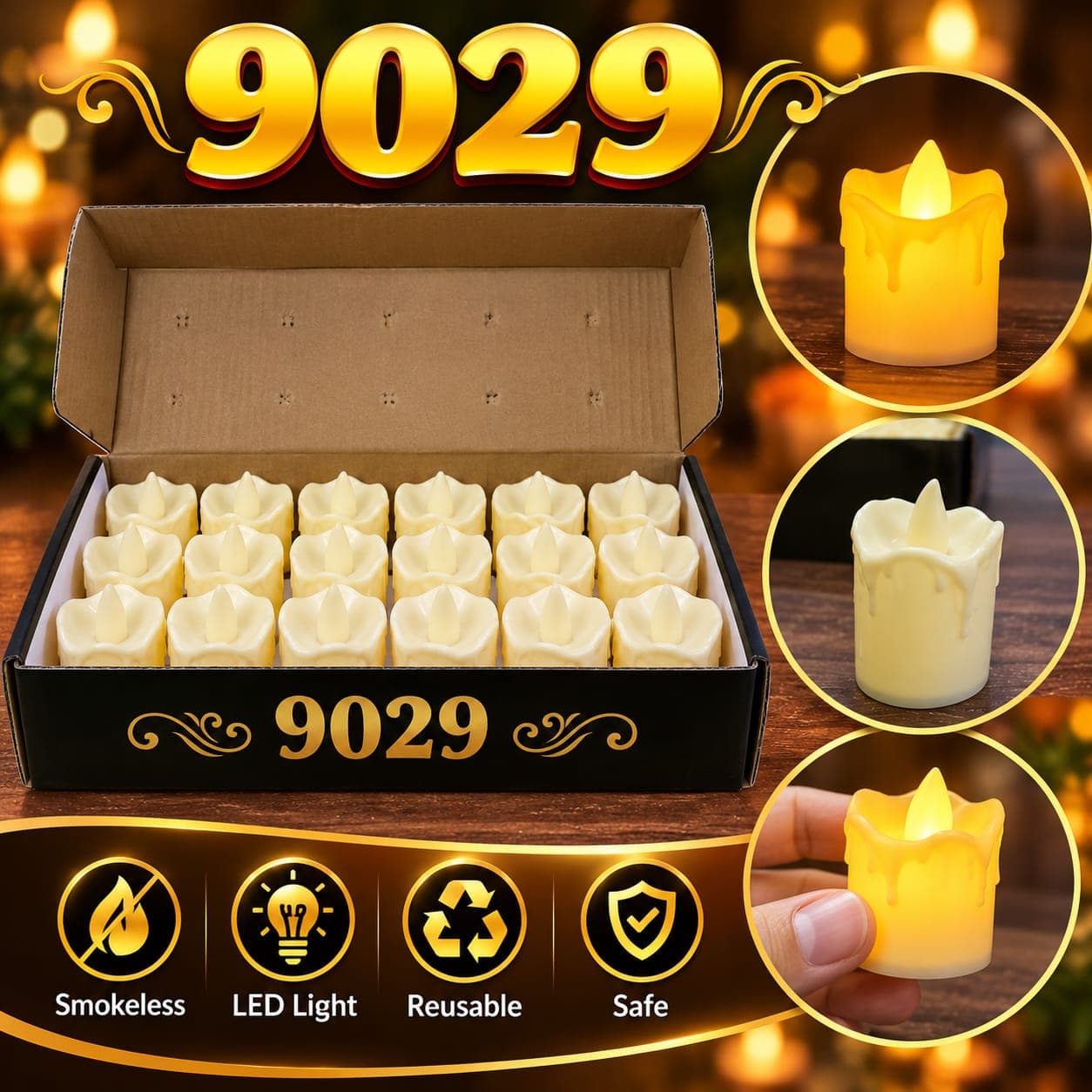Diwali Candle LED Tealight Candles | Pack of 24 | Flameless Smokeless Reusable Diwali Diya Decoration | Color As Per Stock