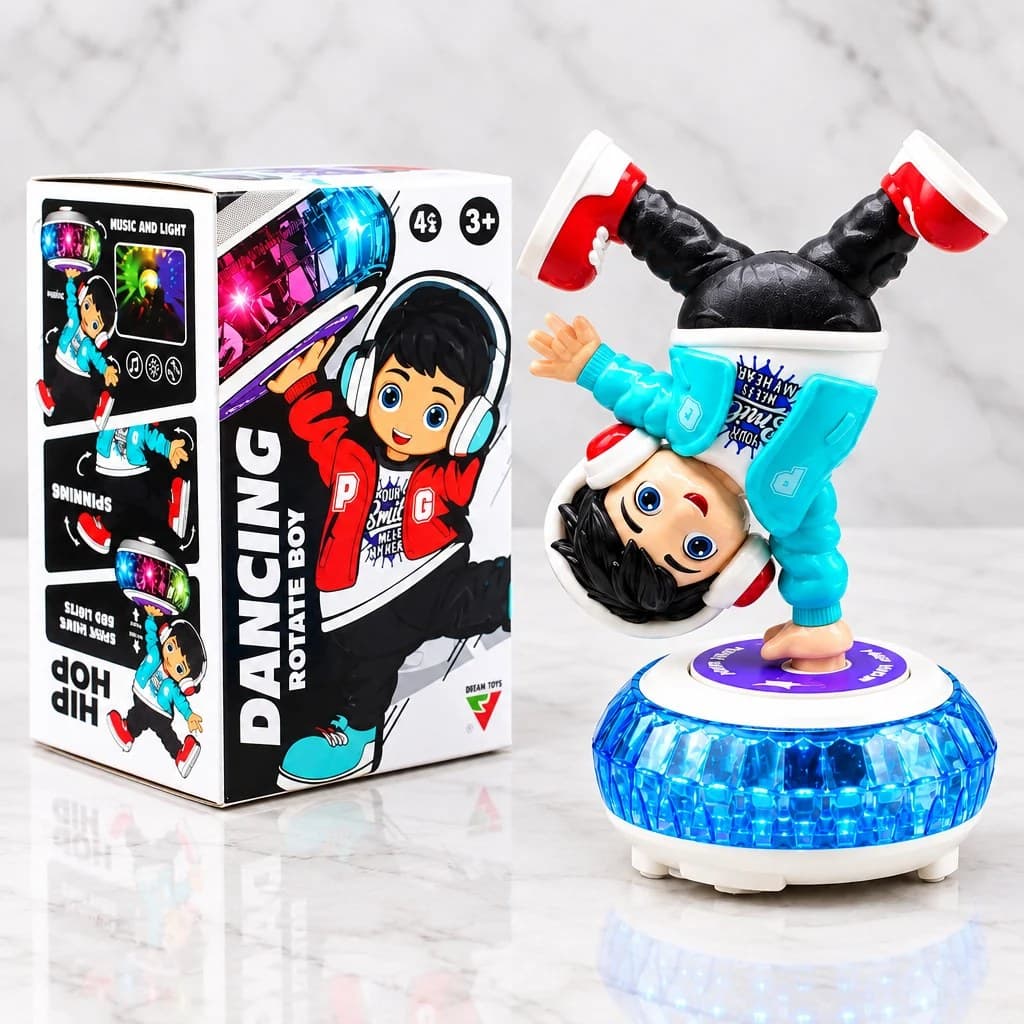 Hip Hop Dancing Boy Toy | 360 Degree Rotating Dancing Boy With Lights & Music | Color As Per Stock