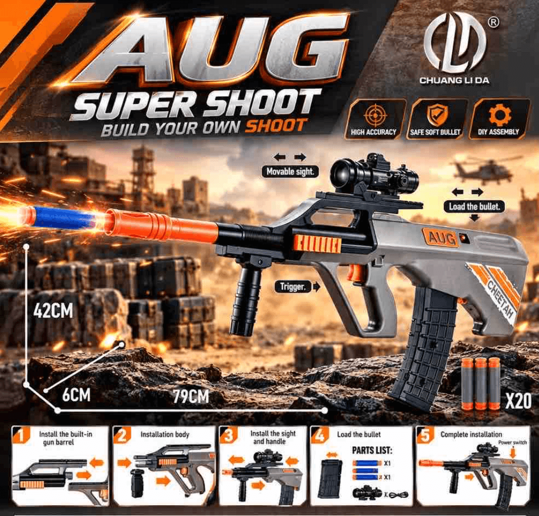AUG Electric Soft Bullet Toy Gun Electric High-Speed Continuous Fire P90 Submachine Gun AUG Soft Bullet Toy Rifle PUBG Boys EVA Plastic — view 3