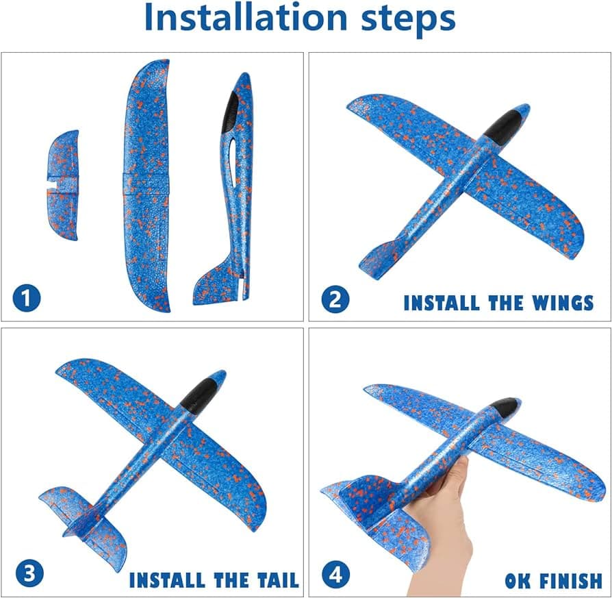 Foam Glider Plane Hand Launch Flying Toy | Full Size 34 cm Wingspan | Easy Assembly | Color As Per Stock — view 3