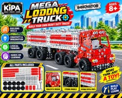 LEGO Style - Mega Loading Truck Metal Building Kit | Build Your Own Heavy Duty Truck | Screws, Wheels & Tools Included | STEM Construction Toy | Ages 8+