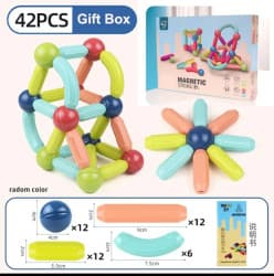 LEGO Style - 42 Pcs Magnetic Building Sticks & Balls Set in Gift Box | Magnetic Blocks For Kids | STEM Learning Toy | Color As Per Stock