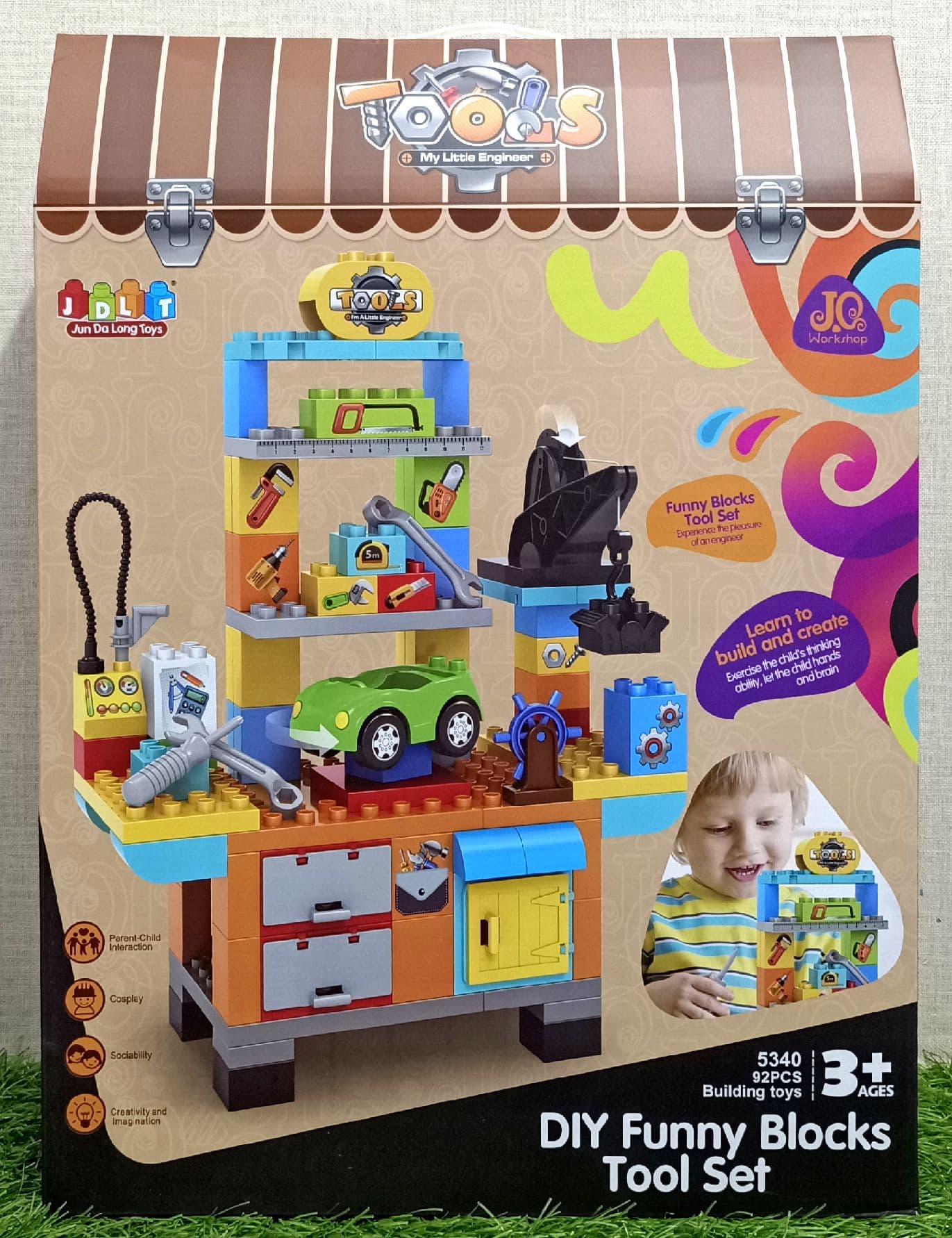 DIY Funny Blocks Tool Set 92 Pcs | Workshop Building Blocks With Car & Tools | Big Block Toy For Kids | Ages 3+ — view 3