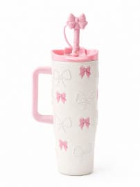Valentine Pink Bow Insulated Water Bottle with Carry Handle | 900 ml | Color as per Stock dispatched | Pack of 1 Pc