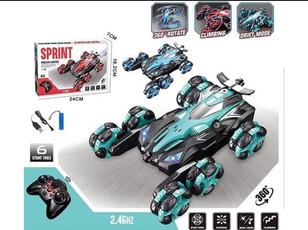 6-Wheel Stunt Remote Control Car 360 Degree Rotate, Climbing & Drift Mode | 2.4GHz Rechargeable | Color As Per Stock