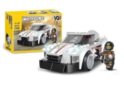 LEGO Style - White Drift Sports Car Building Blocks Set With Driver Figure | Multi-Model Racing Car Brick Kit | STEM Construction Toy For Kids