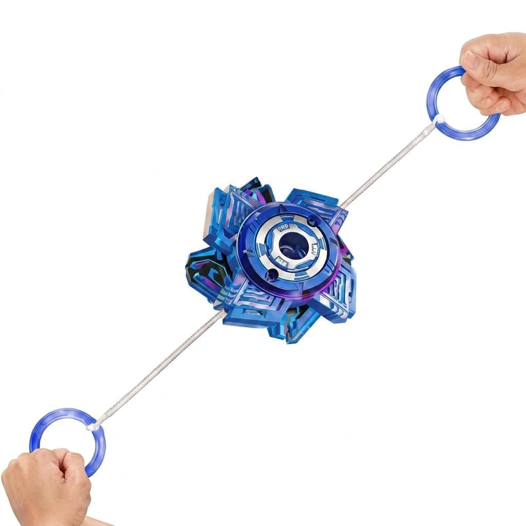 Pull String Spark Spinner Top Toy | 8 cm Fire Spark Gyro Spinner With Pull Cord & Finger Rings | Ages 14+ | Color As Per Stock — view 2