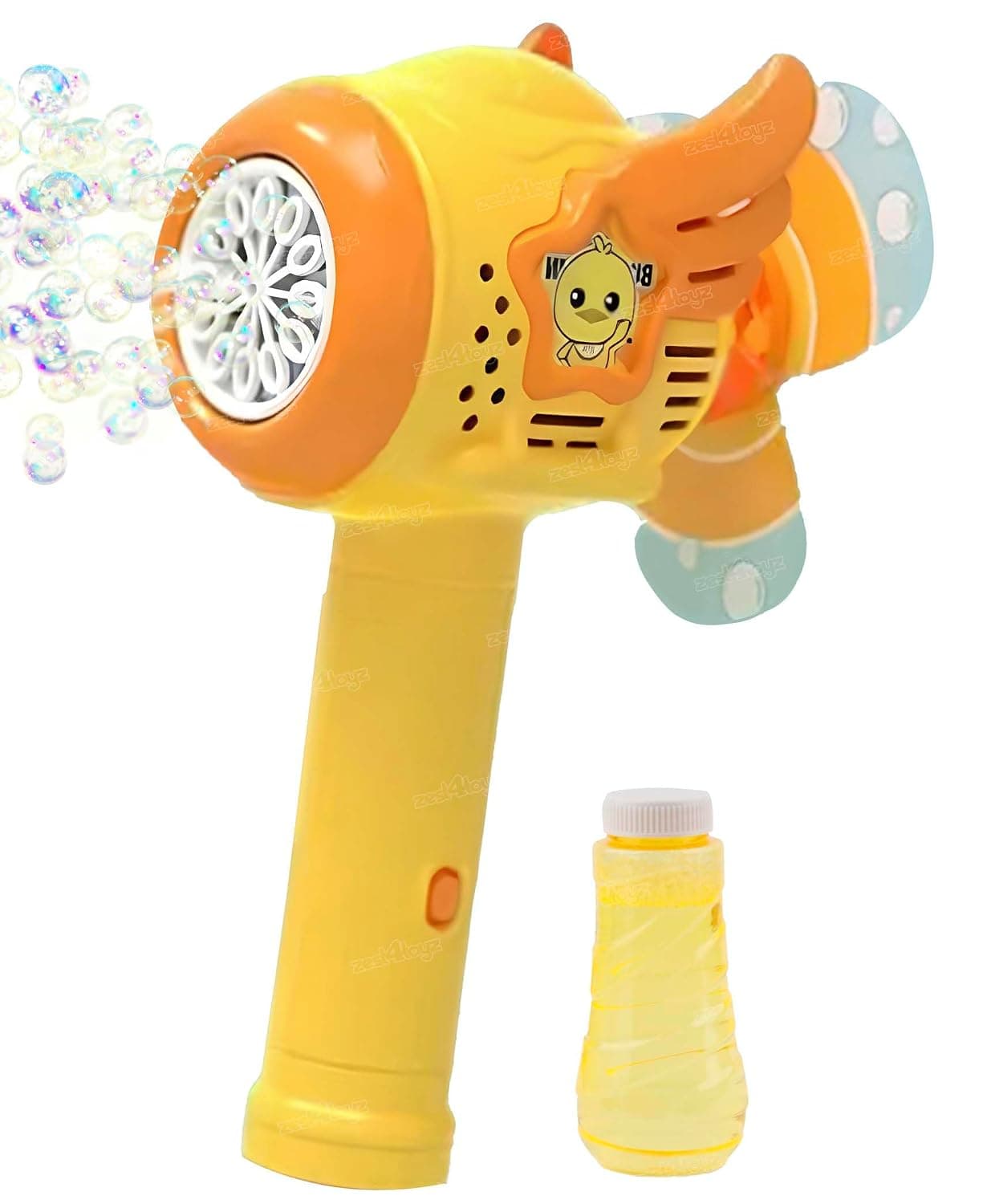 2-in-1 Duck Bubble Gun & Electric Fan | Type-C Rechargeable Bubble Machine With Rotating Fan Blades | Ages 3+