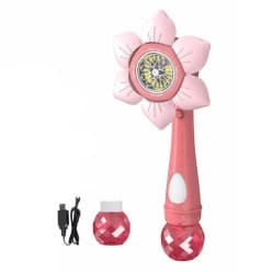 Sunflower Bubble Stick Wand Toy With Rich Bubbles & Bright Lights | Pink & Green | Color As Per Stock | Ages 3+