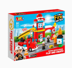 Fire Station Building Blocks Set With Light & Sound | Fire Series Big Block Toy For Kids | Fire Truck, Crane & Figures | Ages 3+